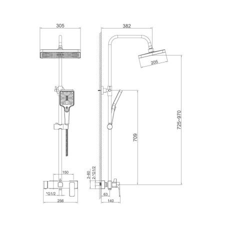 Душевая стойка Haiba HB24512 настенная цвет хром
