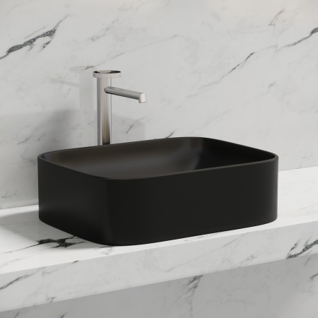 Раковина из сантехнического фарфора Ceramica Nova ELEMENT CN6052MB 51х38 накладная цвет черный матовый без отверстий под смеситель