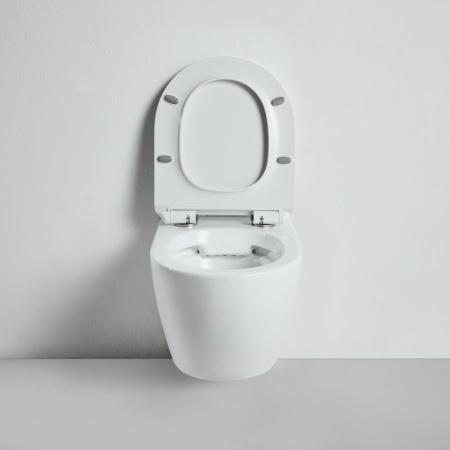 Унитаз подвесной Bond Oval F03-10 белый с сиденьем микролифт безободковый душевой смыв