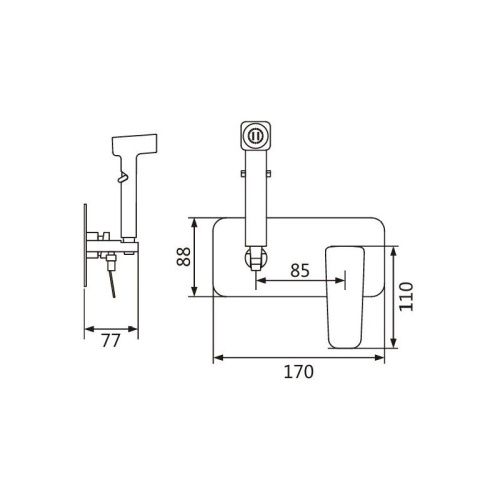 Гигиенический душ со смесителем Shevanik S9905T оружейная сталь - фото 3