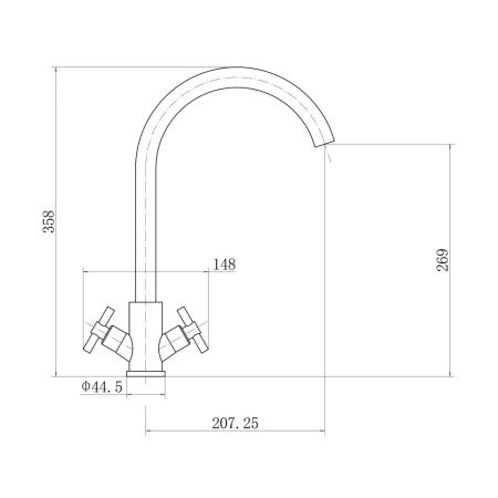 Смеситель для кухни Fashun A54028 на мойку сатин