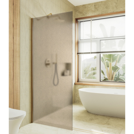 Душевая перегородка Maybah Glass MGD-1354-3ш 99х195 стекло тонированное профиль золото глянцевое