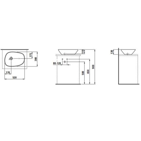 Раковина керамическая Laufen Palomba 8.1680.2.400.112.1 50 см накладная цвет белый без отверстий под смеситель