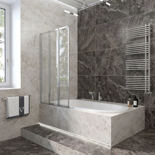 Душевая шторка на ванну Veconi Palau PL74R-120-01-19C4 120х150 стекло прозрачное профиль хром глянцевый