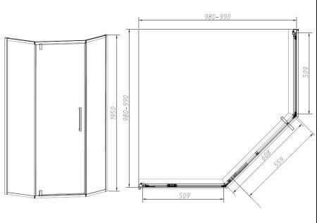 Душевой уголок Vincea Slim-N VSP-4SN100CLB 100х100 стекло прозрачное профиль черный без поддона