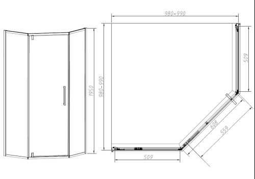 Душевой уголок Vincea Slim-N VSP-4SN100CL 100х100 стекло прозрачное профиль хром глянцевый - фото 4