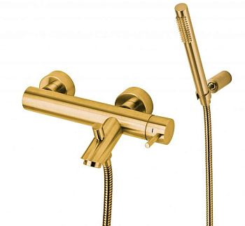 Смеситель для ванны с душем Paffoni Light LIG023HGSP настенный золото без термостата