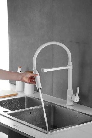 Смеситель для кухни Rose R133C на мойку белый