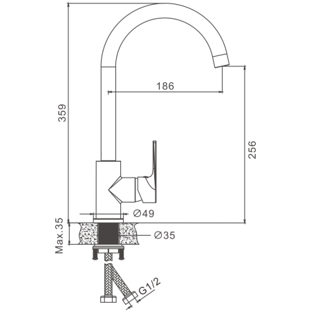 Смеситель для кухни BELZ B70679 на мойку хром