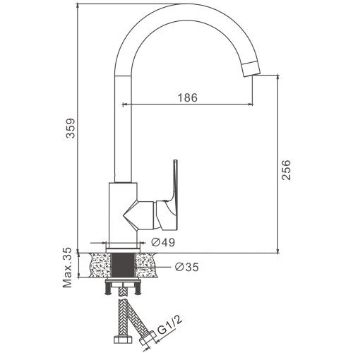 Смеситель для кухни Belz B679 B70679 на мойку хром - фото 2