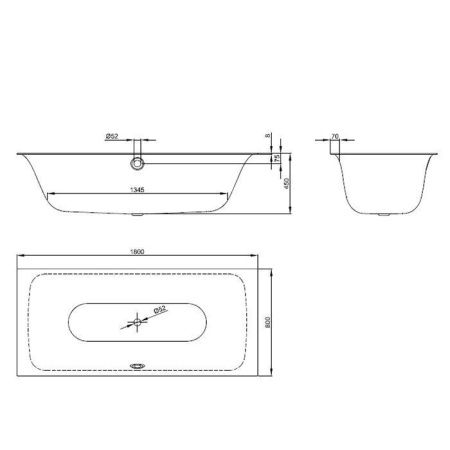 Ванна стальная Bette BetteLux 3441-000 180х80 встраиваемая прямоугольная без ножек