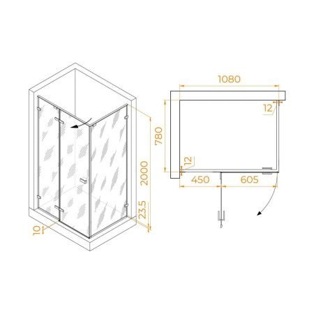 Душевой уголок RGW Stilvoll 353204018-11 110х80 стекло прозрачное профиль хром без поддона