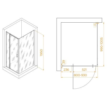 Душевой уголок RGW Passage 350807880-11 100х80 стекло прозрачное профиль хром без поддона
