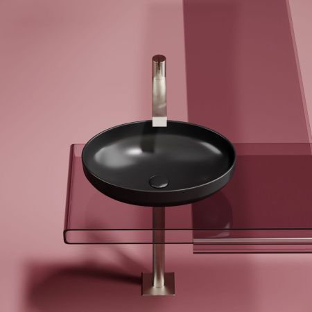 Раковина из сантехнического фарфора Ceramica Nova ELEMENT CN6056MB 50х40 накладная цвет черный без отверстий под смеситель