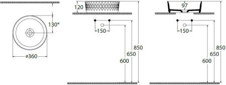 Раковина керамическая Allen Brau Fantasy 4.11033.IV 40х40 накладная цвет бежевый без отверстий под смеситель