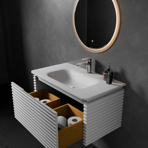 Тумба с раковиной ArtDecco Jacqueline (Жаклин) AJC08W34S100 80x45x40 подвесная цвет белый - фото 3