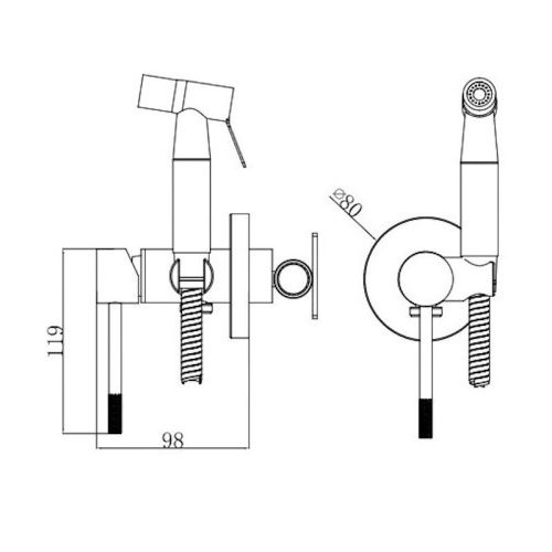 Гигиенический душ со смесителем Voda VSL01G золотой сатин - фото 3