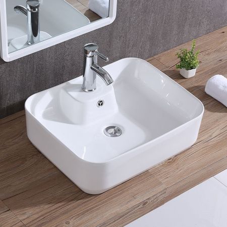 Раковина из сантехнического фарфора WesnaArt Kubus 3011-KUB13 50х40 накладная цвет белый
