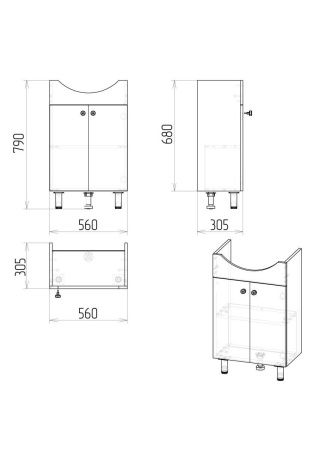 Комплект мебели: тумба с раковиной + зеркало Grossman Eco Line 106052-2 60х30 напольный цвет белый/коричневый