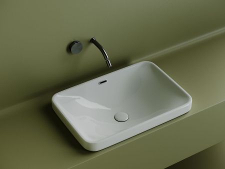 Раковина из сантехнического фарфора Ceramica Nova ELEMENT CN5041 60х40 встраиваемая цвет белый без отверстий под смеситель