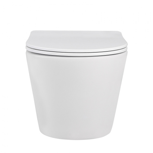 Унитаз подвесной Abber Bequem AC1102MW белый матовый с сиденьем микролифт безободковый каскадный смыв - фото 3