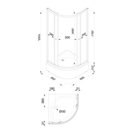 Душевой уголок Тритон Ультра Щ0000064625 80х80 стекло матовое профиль белый с поддоном