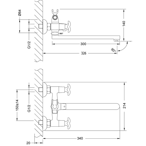 Смеситель для ванны LeMark Flora LM0152C настенный хром - фото 2
