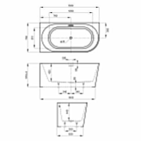 Ванна акриловая Wellsee Excellence Pro 287606000 150х75 пристенная асимметричная с ножками