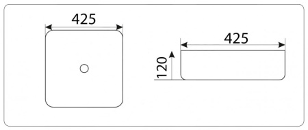 Раковина из санфаянса CeramaLux D1305H004 43х43 накладная цвет черный глянцевый 1 отверстие под смеситель