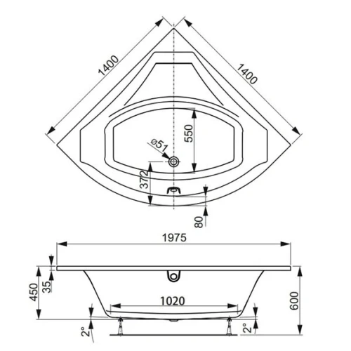 Ванна акриловая Vagnerplast Veronela VPBA140VEA3X-04 пристенная угловая - фото 2