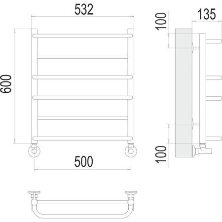 Полотенцесушитель водяной Terminus 4670078530141 55х60 хром