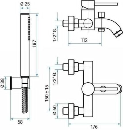 Смеситель Emmevi Piper 45001B/OR настенный золото