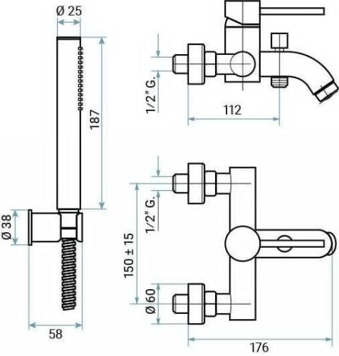 Смеситель Emmevi Piper 45001B/NEO настенный черный - фото 2