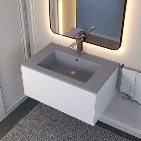 Раковина из искусственного камня Uperwood Parma Quartz 291003006 80х50 полувстраиваемая цвет серый