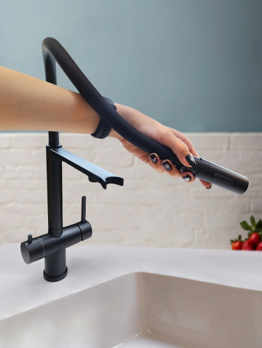 Смеситель для кухни AltroBagno Flusso AltroBagnoFlusso050204MB на мойку черный матовый - фото 5