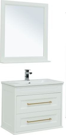Комплект мебели: тумба с раковиной 78x47x65 + зеркало Aquanet Бостон М 00281193 напольный/подвесной цвет белый