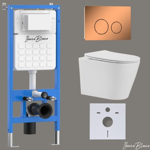 Комплект унитаз с инталляцией и клавишей смыва Iberica Blanca BURGOS ALTO IB001.BRA.234.8171 - фото 2