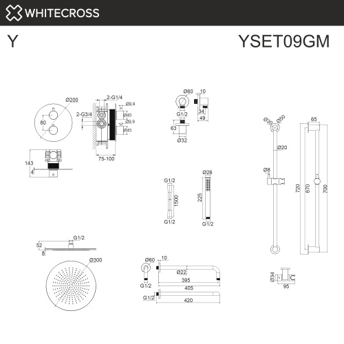Душевая система Whitecross Y gunmetal YSET09GM встраиваемая - фото 3