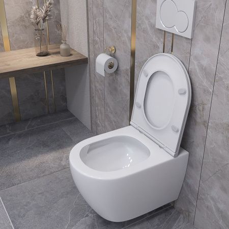 Унитаз подвесной Taliente Amato Esteso T3 AE65053 белый с сиденьем микролифт безободковый смыв торнадо