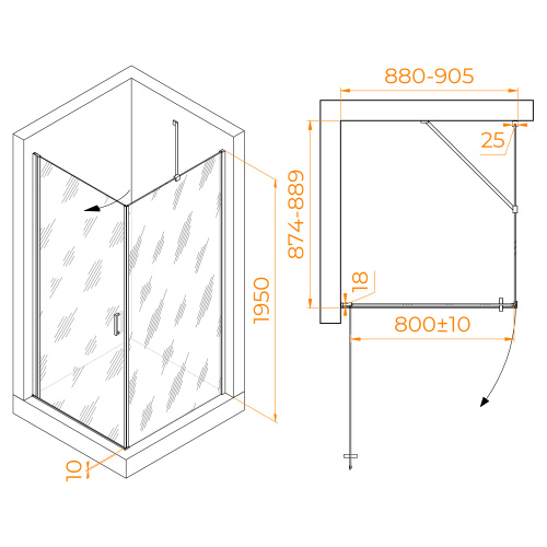 Душевой уголок RGW Leipzig 06123499-11 90х90 стекло прозрачное профиль хром глянцевый без поддона - фото 2