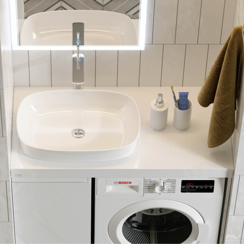 Тумба с раковиной Alavann Soft ALV0957000 100х50х102 напольная цвет белый - фото 2