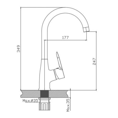 Смеситель для кухни Cron CN76095 на мойку хром