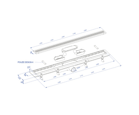 Душевой лоток PlastBrno DESIGN 4 SZA4750 напольный