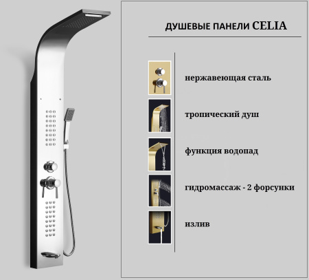 Душевая панель Cerutti SPA CT10403 прямоугольная настенная