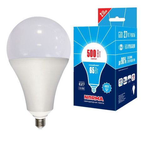 Лампа светодиодная Volpe Norma (Норма) LED-A160-65W/4000K/E27/FR/NR картон
