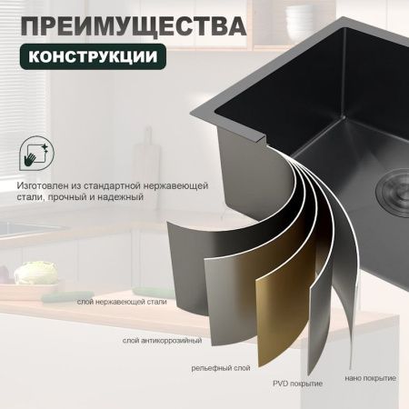 Кухонная мойка Splenka S700.5045.09 50х45 цвет серый поверхность матовая