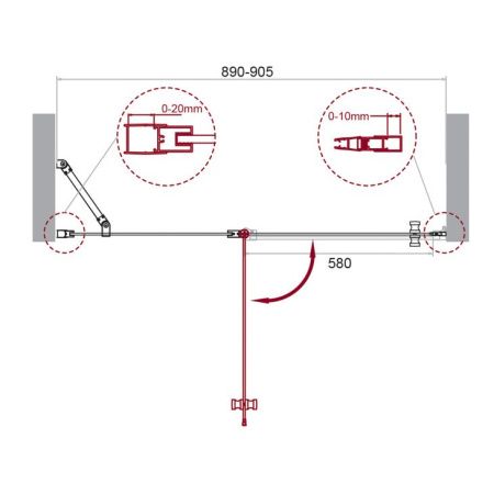 Душевая дверь BelBagno ETNA ETNA-B-12-60/30-C-Cr 90х195 стекло прозрачное профиль хром