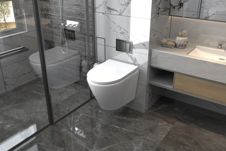 Унитаз подвесной Abber Bequem AC1102 белый с сиденьем микролифт безободковый каскадный смыв