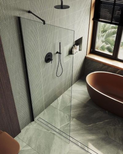 Душевая перегородка Maybah Glass MGD-1352-6ш 100х195 стекло прозрачное профиль черный - фото 2