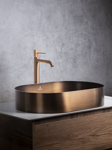 Раковина из нержавеющей стали AltroBagno Eterno AltroBagnoEterno001028BrAn 59х39 накладная цвет бронза состаренная - фото 3